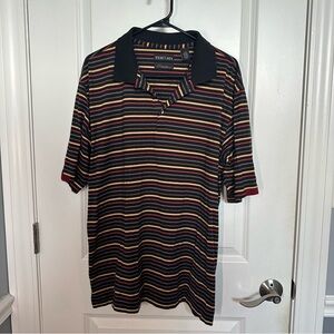TEHAMA Black Polo with Multi-Colored Stripes
